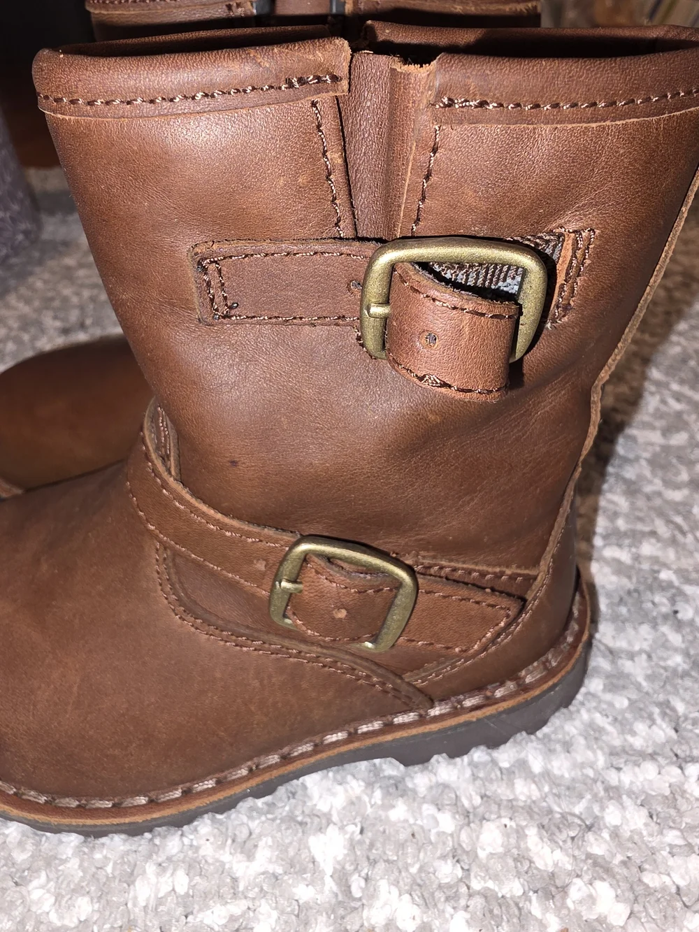 UGG Chestnut Suede Boot with Plaid Lining